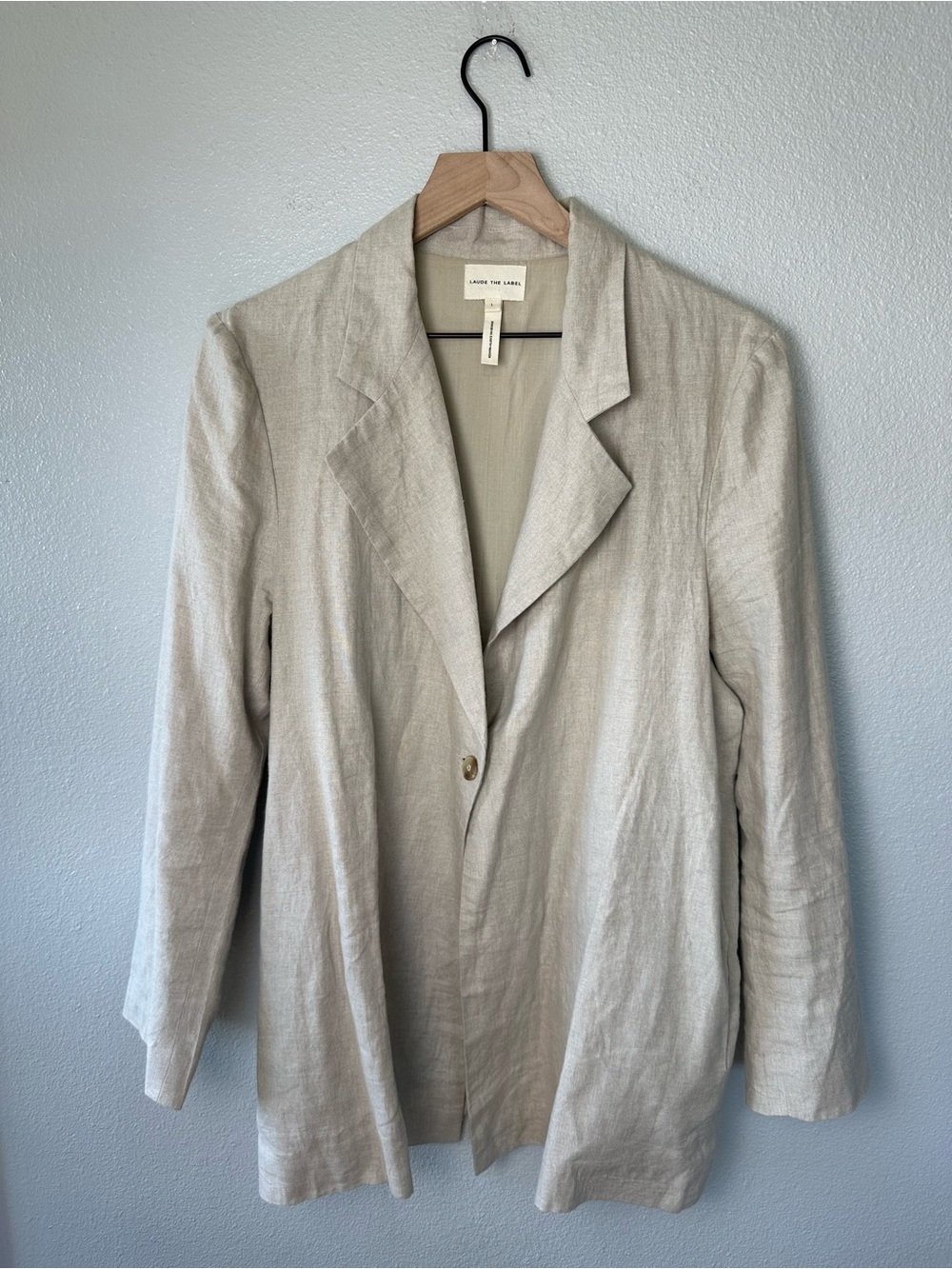 LAUDE the Label Relaxed Oversized 100% Linen Blazer Size Large - Picture 4 of 11